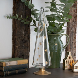 Elegant Glass Christmas Tree with Gold Star Detailing 43cm